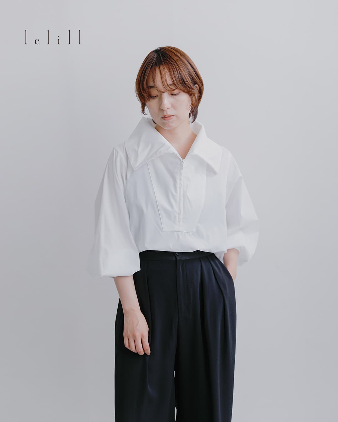 lelill(レリル)ピマソロ ストレッチ ハーフジップシャツ 15651711