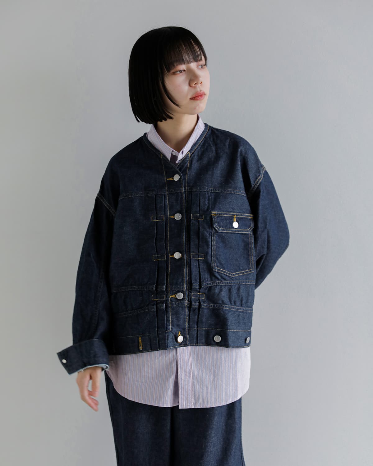 beautiful people(ビューティフルピープル)2way ダブルエンド 左綾デニム ブルゾン double-end left hand twill denim blouson 1646102034