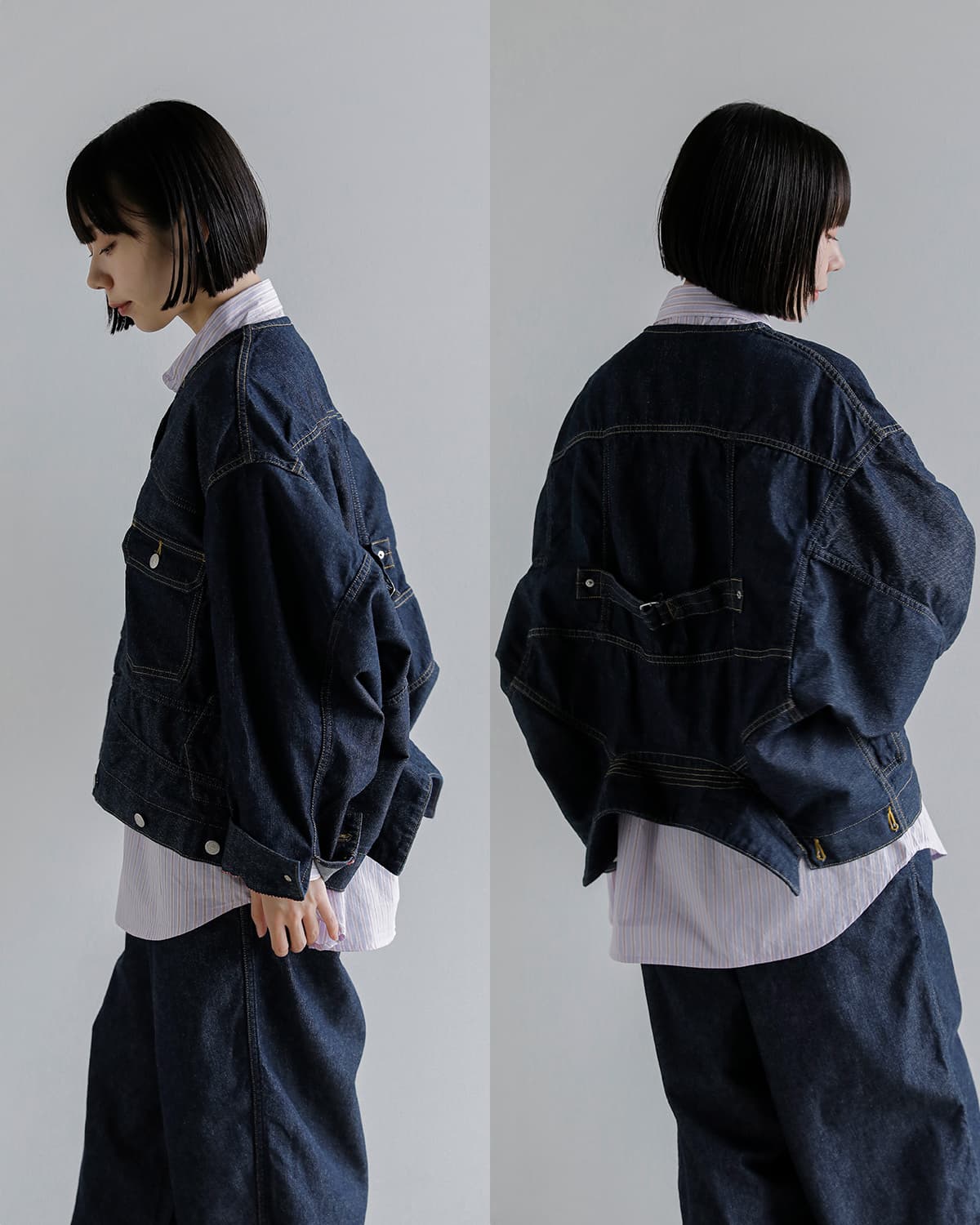 beautiful people(ビューティフルピープル)2way ダブルエンド 左綾デニム ブルゾン double-end left hand twill denim blouson 1646102034