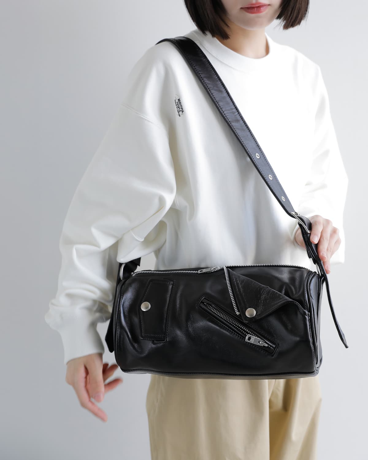 beautiful people(ビューティフルピープル)シープスキン ライダース シリンダーバッグ exception riders cylinder bag 1646612003
