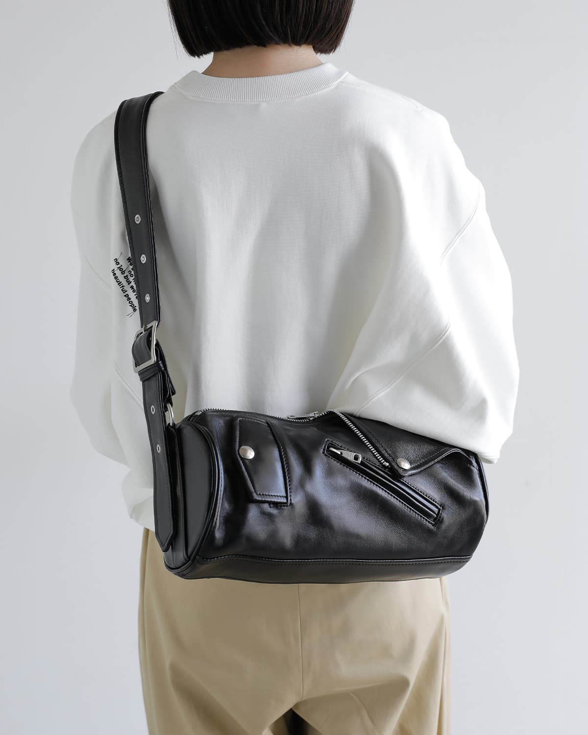 beautiful people(ビューティフルピープル)シープスキン ライダース シリンダーバッグ exception riders cylinder bag 1646612003
