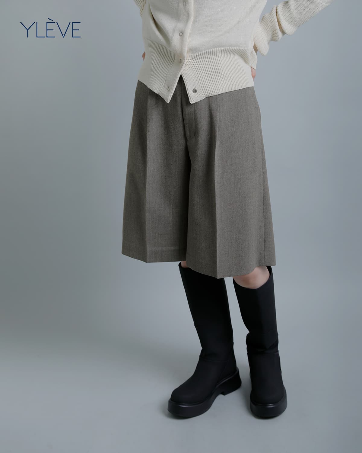 YLEVE���t�E�[�� �L�����b�g�p���c ROUGH WOOL CULOTTE 168-6240042
