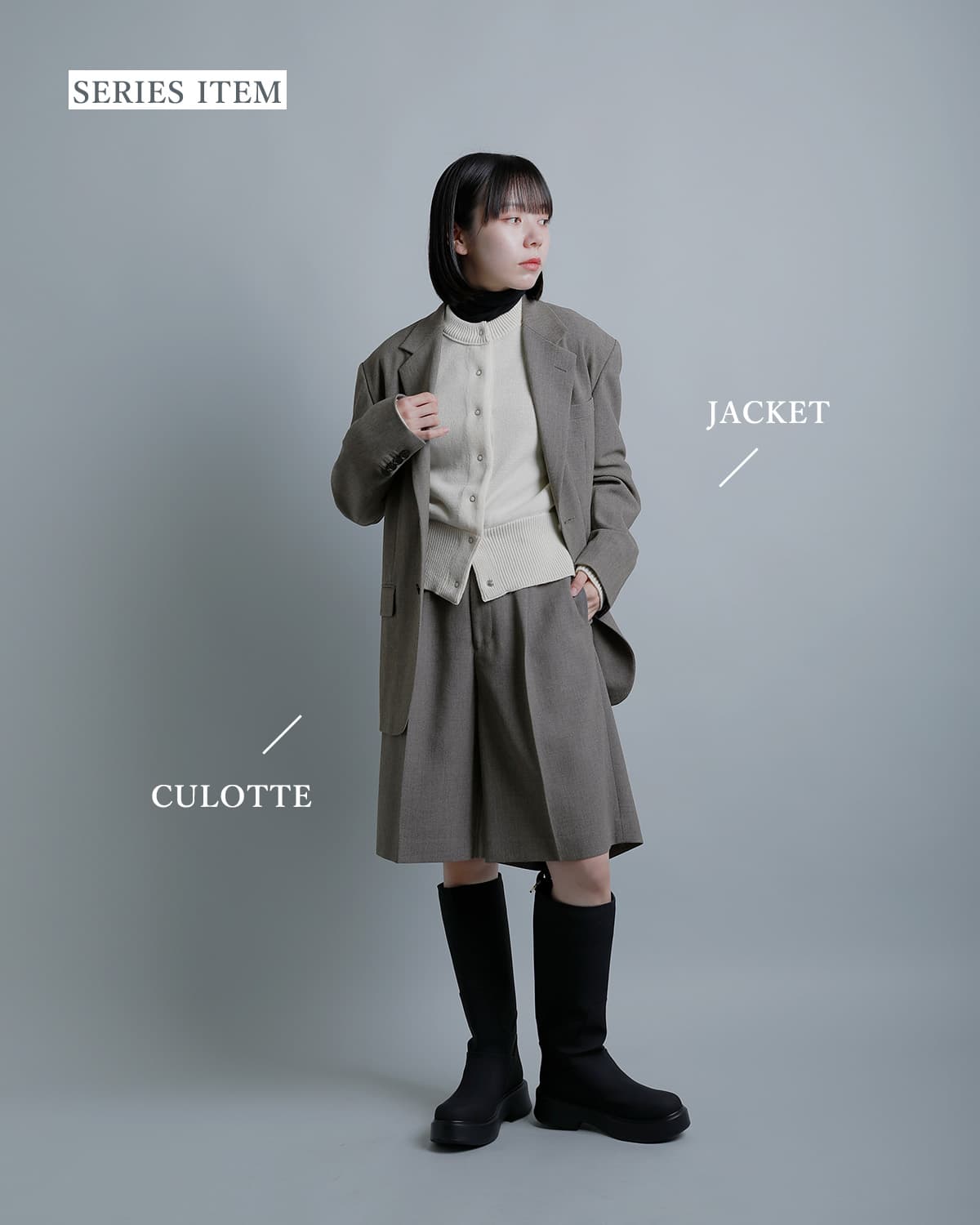 YLEVE���t�E�[�� �L�����b�g�p���c ROUGH WOOL CULOTTE 168-6240042