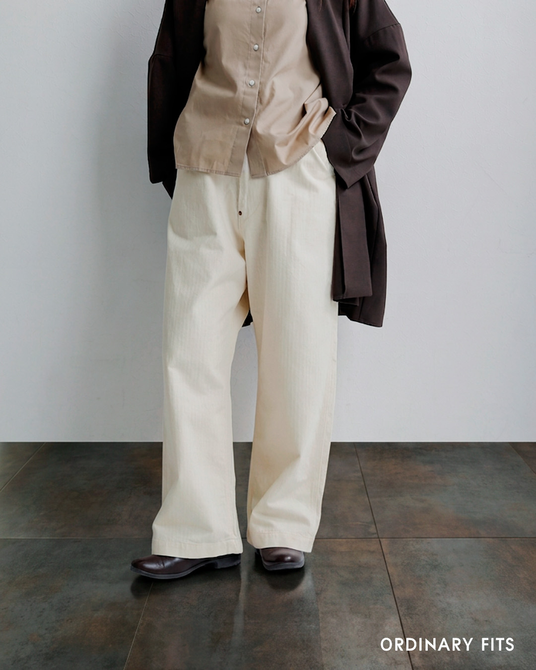 ordinaryfits(オーディナリーフィッツ)ヘリンボーン ベルパンツ BELL PANTS 180-326