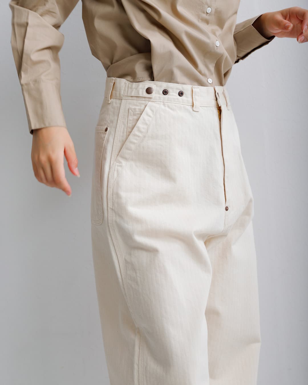 ordinaryfits(オーディナリーフィッツ)ヘリンボーン ベルパンツ BELL PANTS 180-326