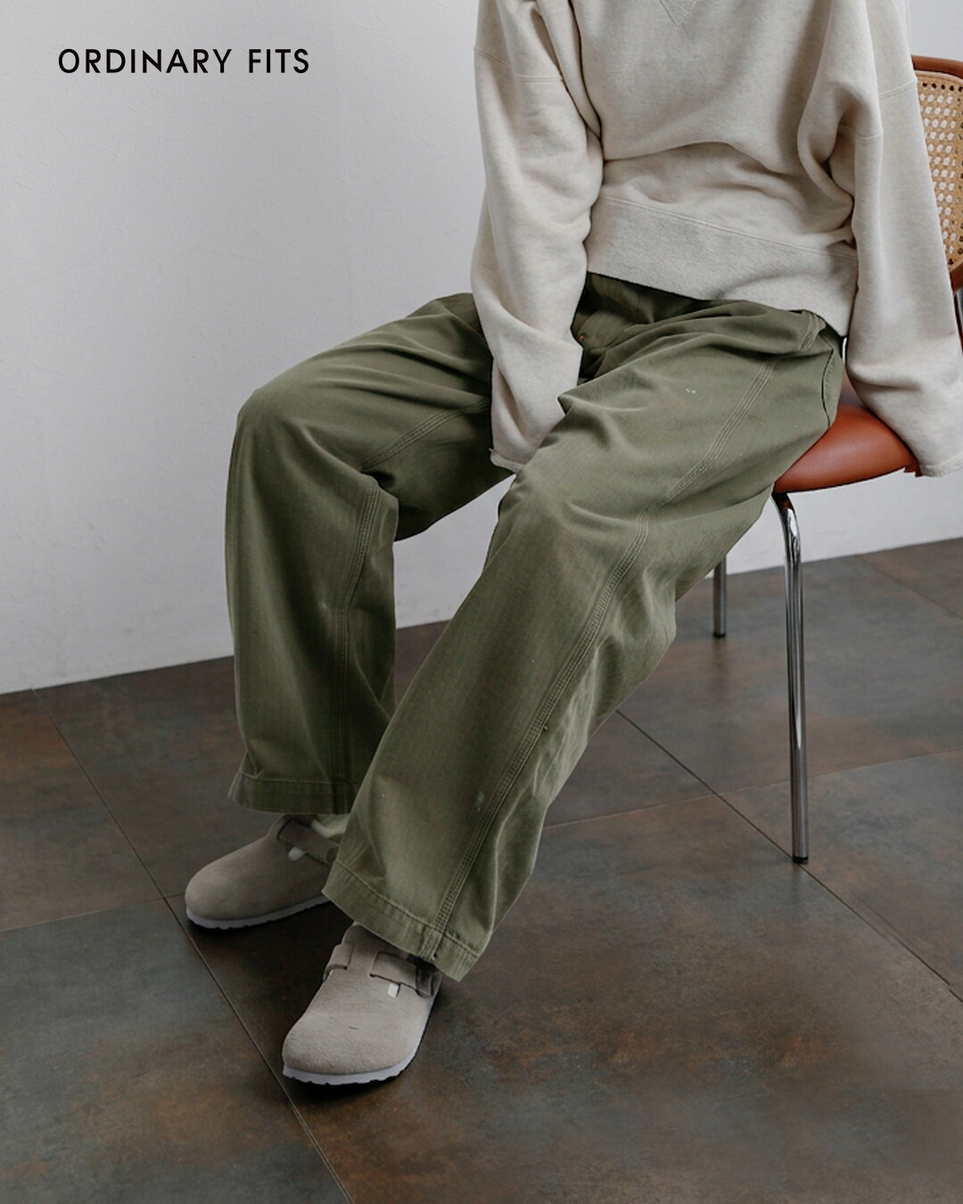 ordinaryfits(オーディナリーフィッツ)ヘリンボーン スプラッシュペイント ベルパンツ BELL PANTS 180od-326