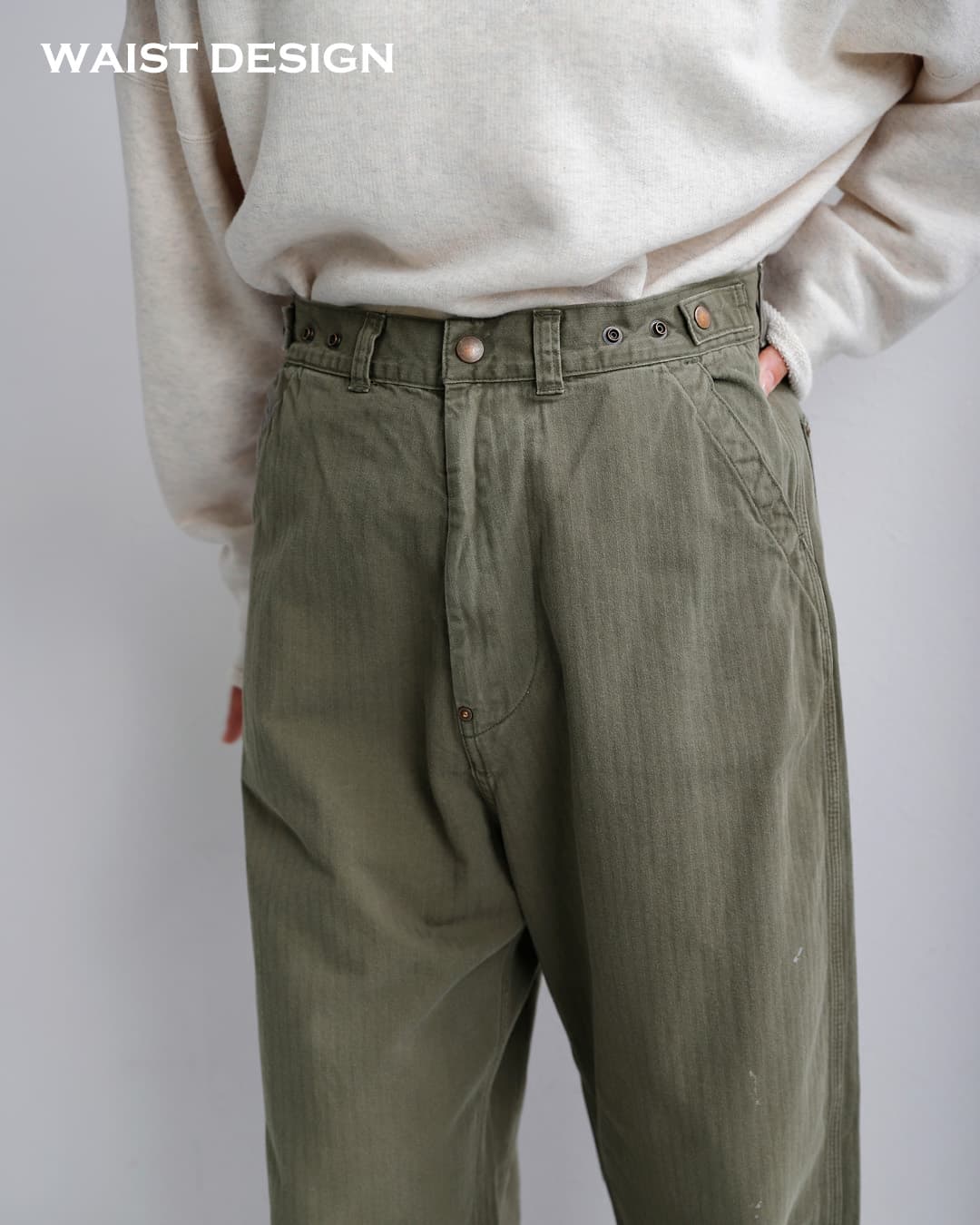 ordinaryfits(オーディナリーフィッツ)ヘリンボーン スプラッシュペイント ベルパンツ BELL PANTS 180od-326