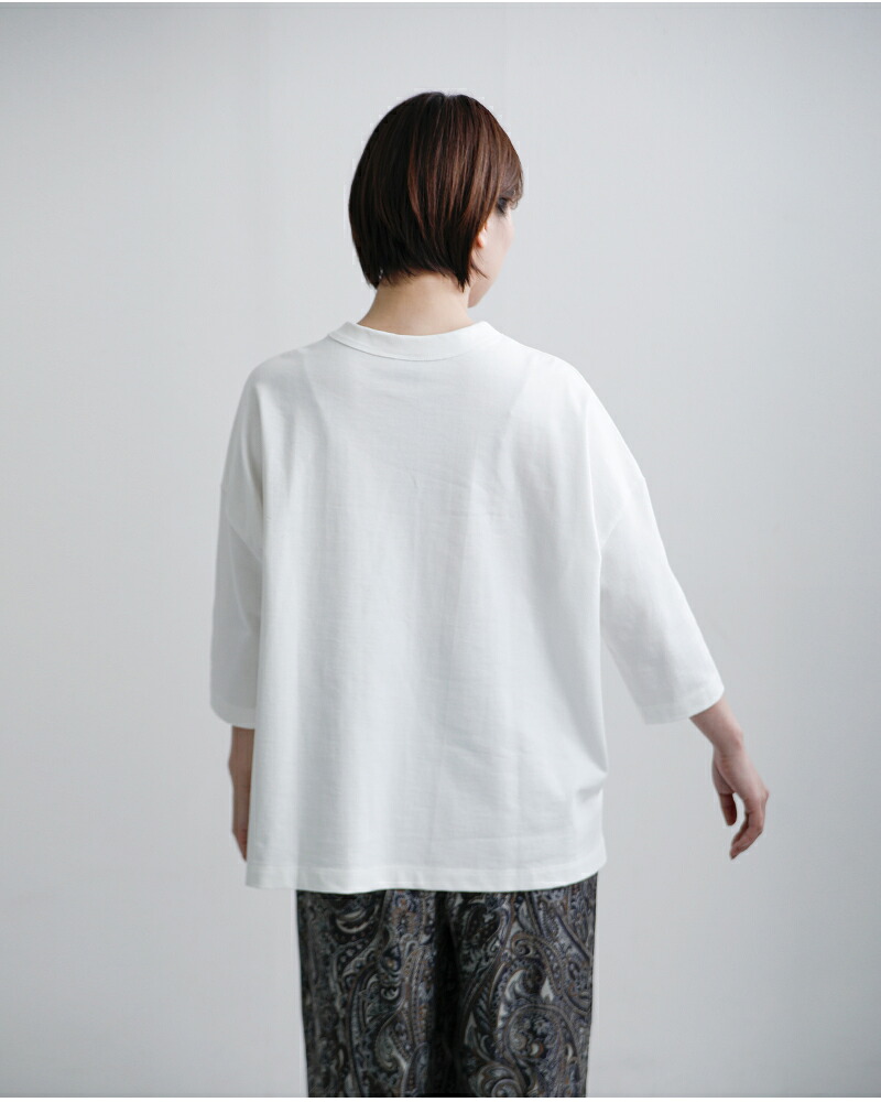 TRAVAIL MANUEL(トラバイユマニュアル)コットン度詰天竺7分袖クルーネックワイドプルオーバー2009