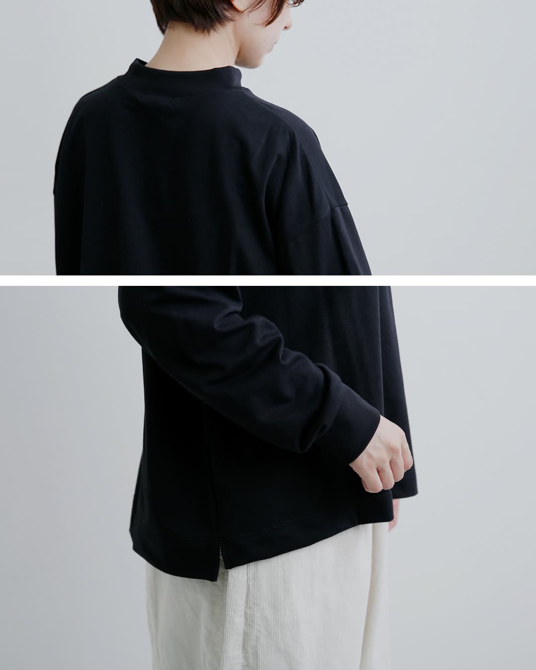 TRAVAIL MANUEL(トラバイユマニュアル)コットン ミニインレー モックネック スウェットシャツ 2052