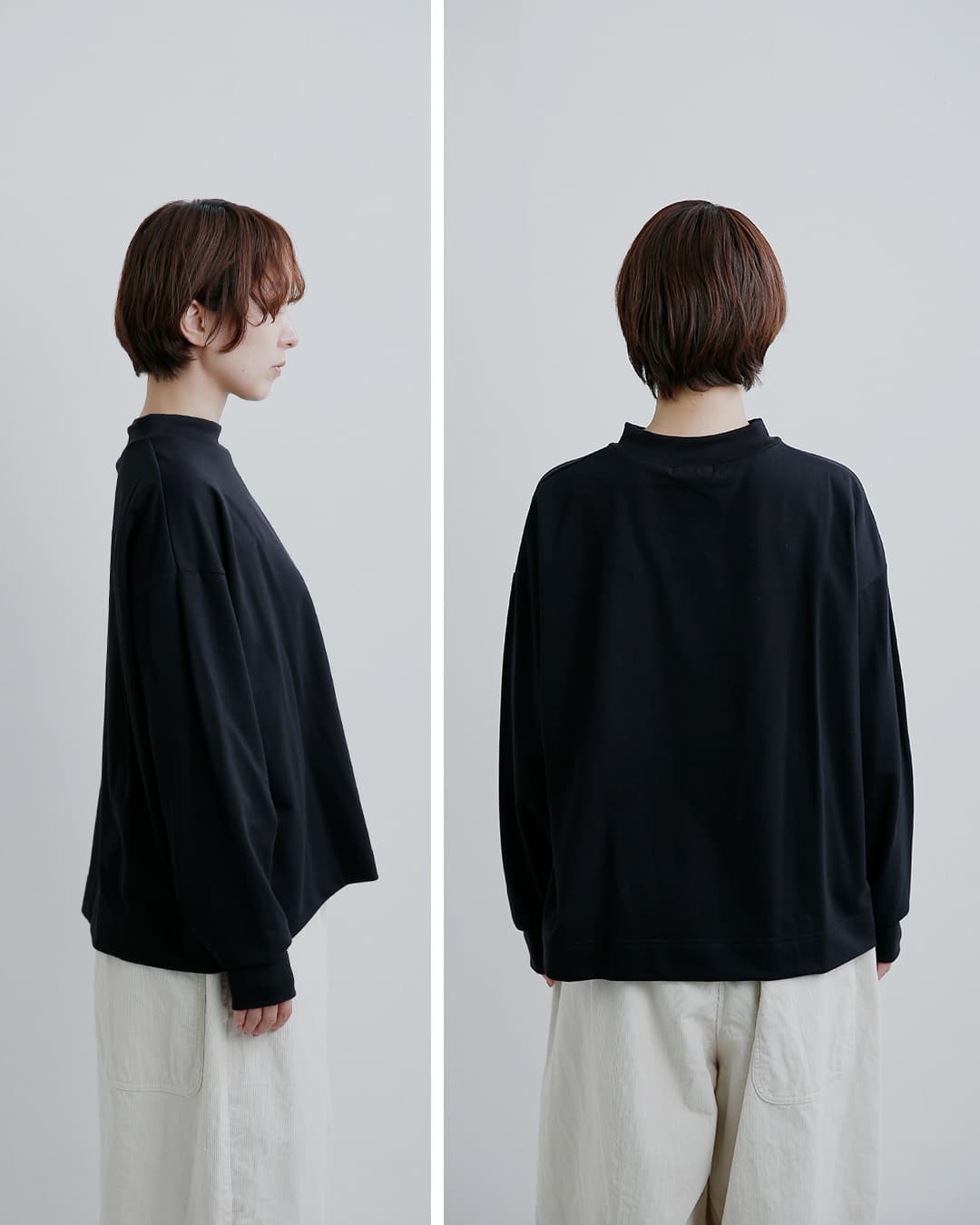 TRAVAIL MANUEL(トラバイユマニュアル)コットン ミニインレー モックネック スウェットシャツ 2052
