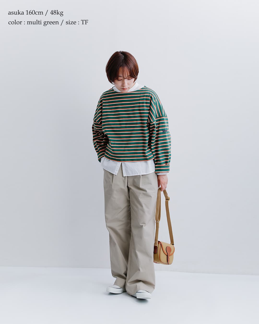 Le minor(ルミノア)コットン ボーダー ルーズフィット ドルマン カットソー PETIT CHERI 20jg18304