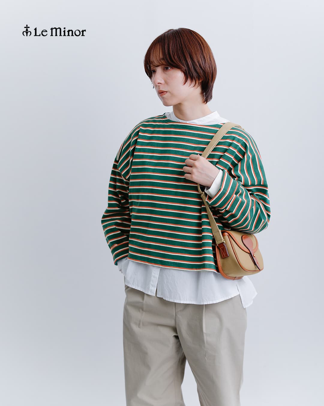 Le minor(ルミノア)コットン ボーダー ルーズフィット ドルマン カットソー PETIT CHERI 20jg18304