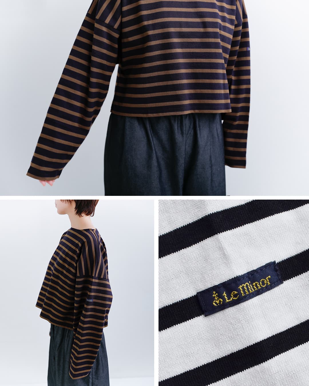 Le minor(ルミノア)コットン ボーダー ルーズフィット ドルマン カットソー PETIT CHERI 20jg18304