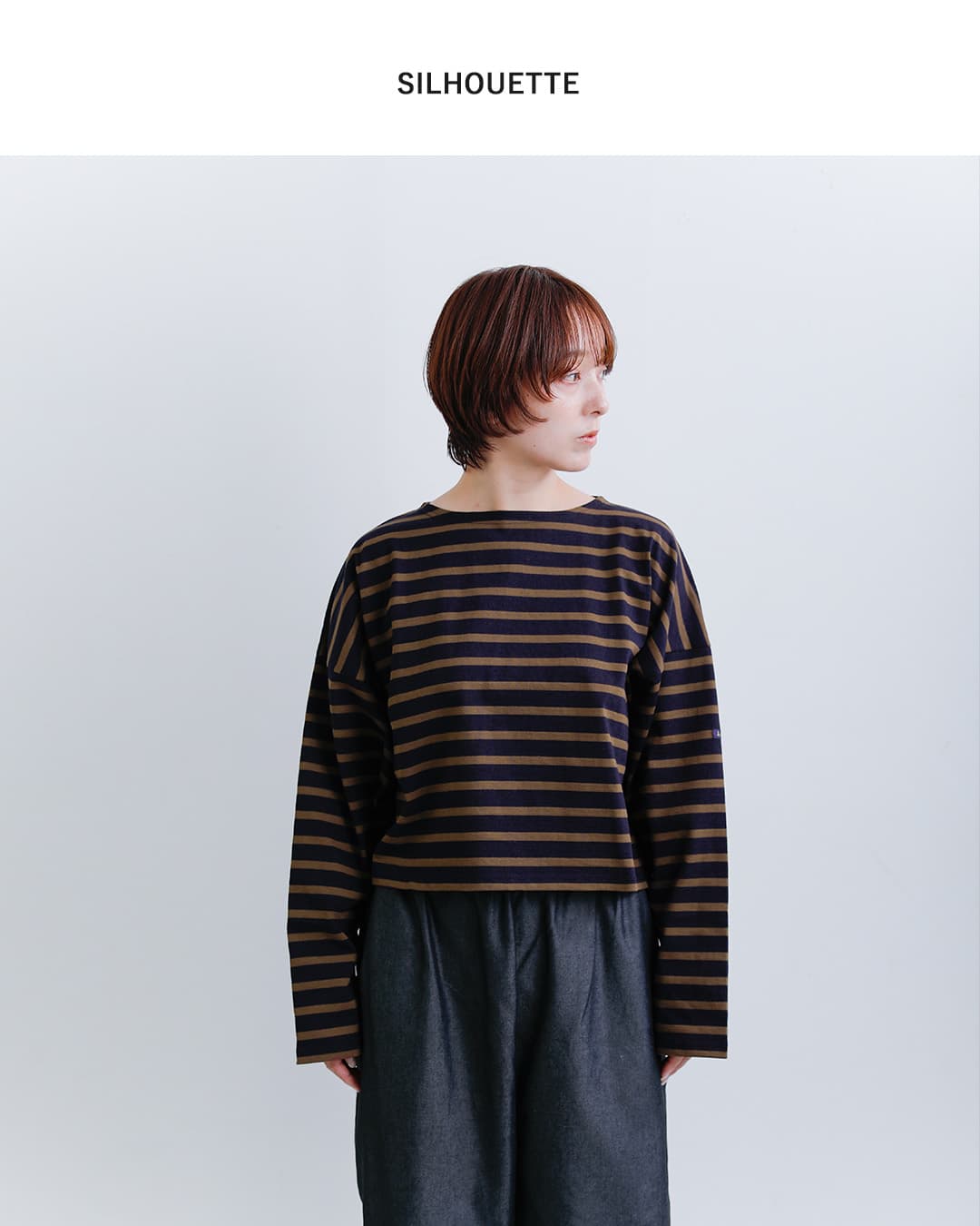 Le minor(ルミノア)コットン ボーダー ルーズフィット ドルマン カットソー PETIT CHERI 20jg18304