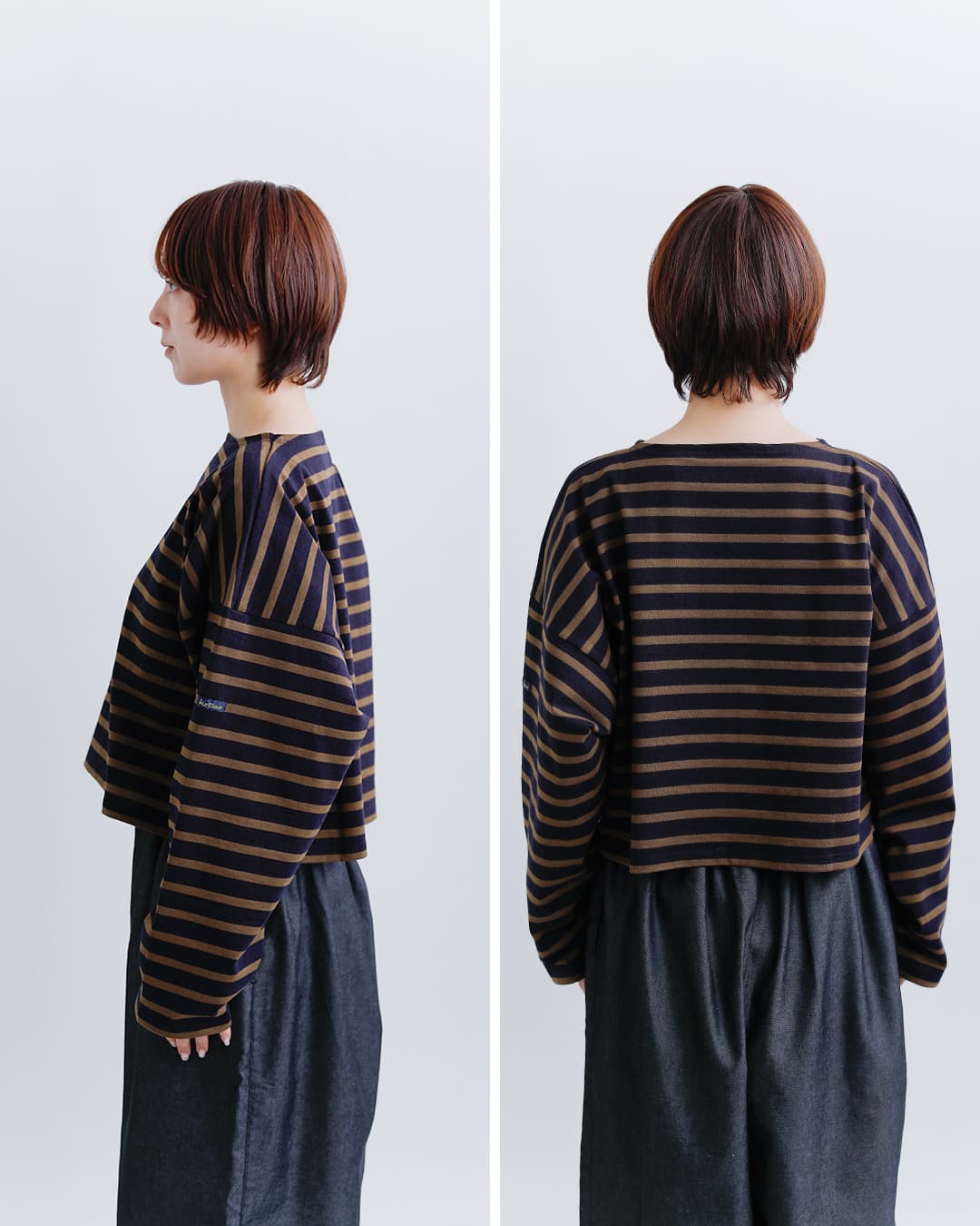 Le minor(ルミノア)コットン ボーダー ルーズフィット ドルマン カットソー PETIT CHERI 20jg18304