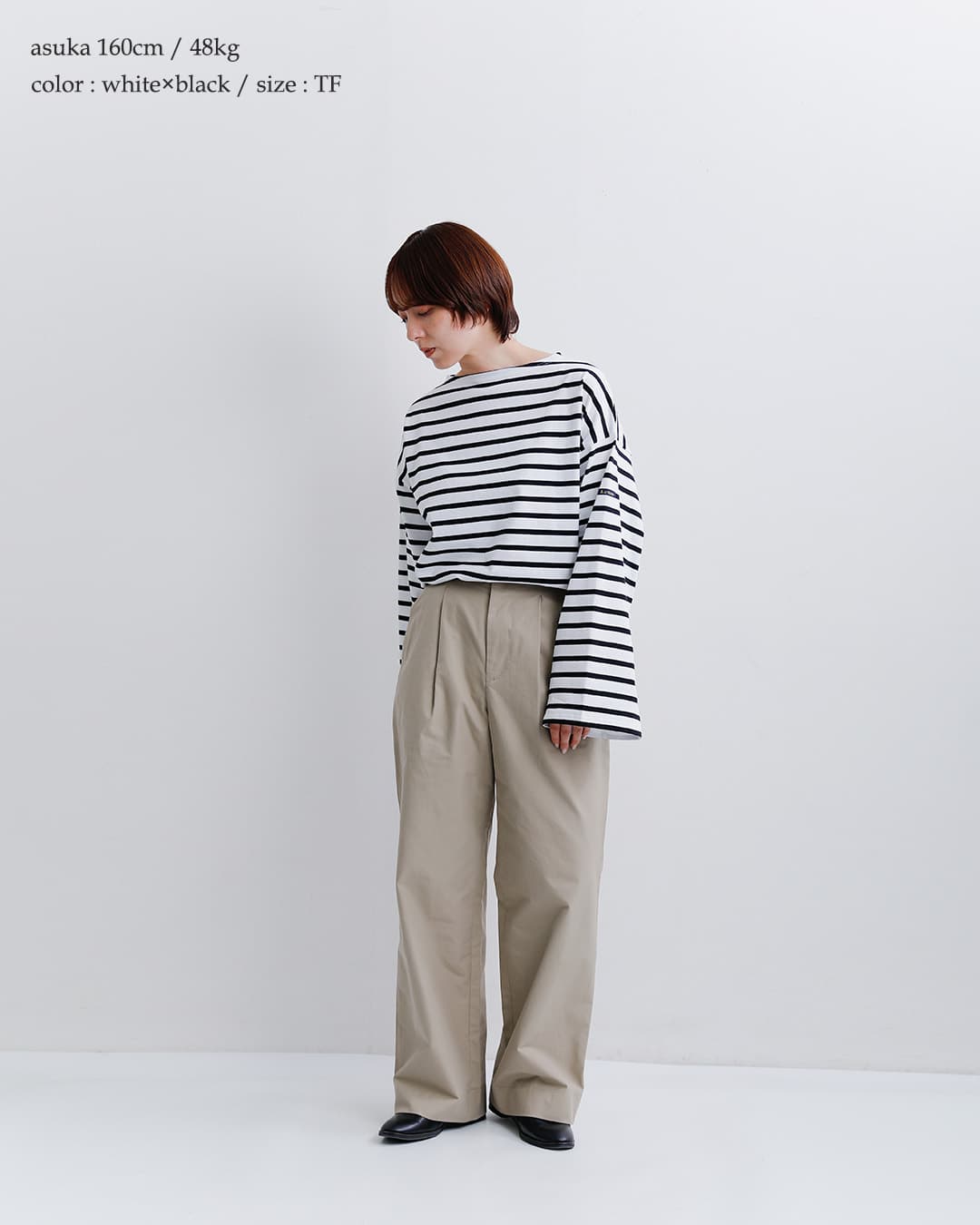 Le minor(ルミノア)コットン オーバーサイズ ボーダー Tシャツ PLUME 20jg19504