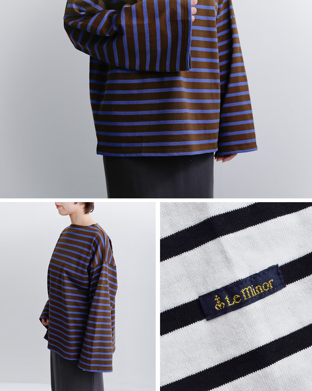 Le minor(ルミノア)コットン オーバーサイズ ボーダー Tシャツ PLUME 20jg19504