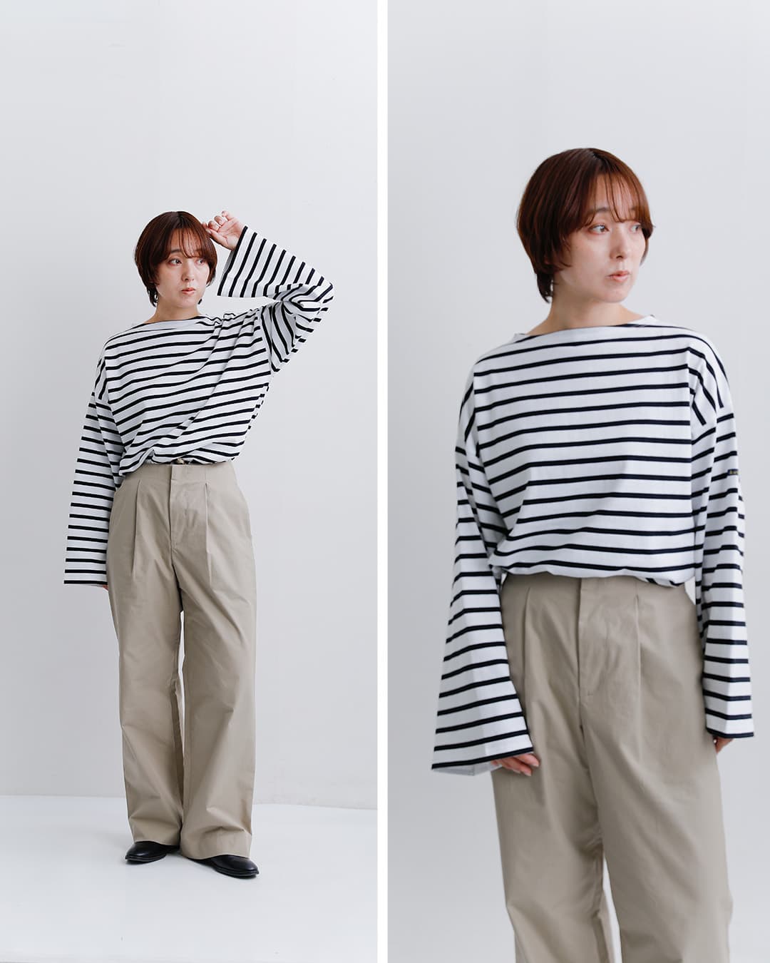 Le minor(ルミノア)コットン オーバーサイズ ボーダー Tシャツ PLUME 20jg19504