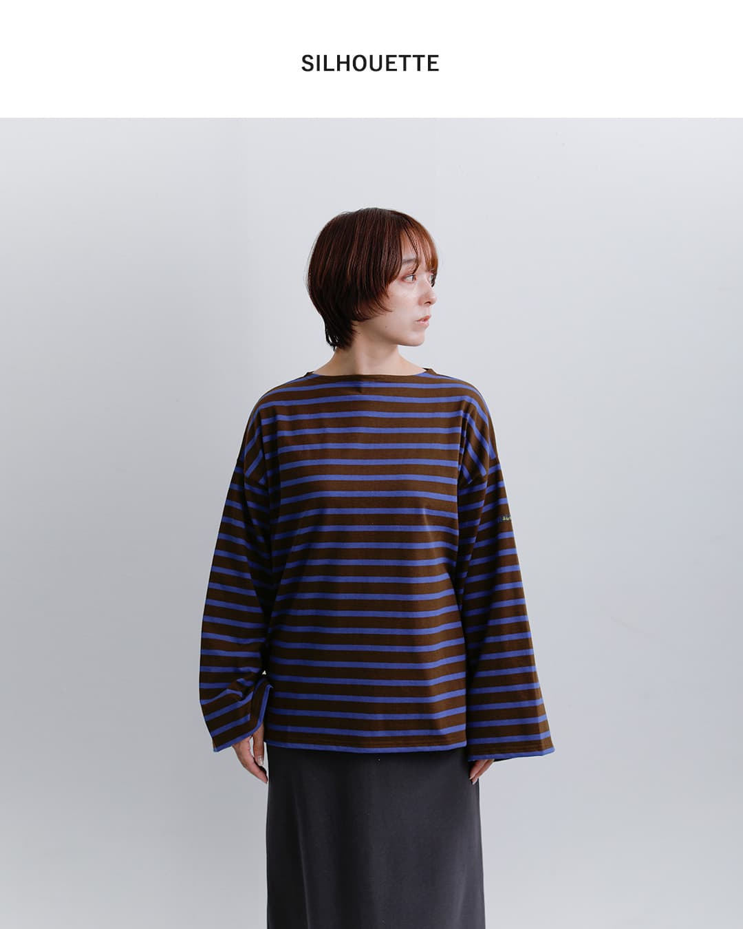 Le minor(ルミノア)コットン オーバーサイズ ボーダー Tシャツ PLUME 20jg19504