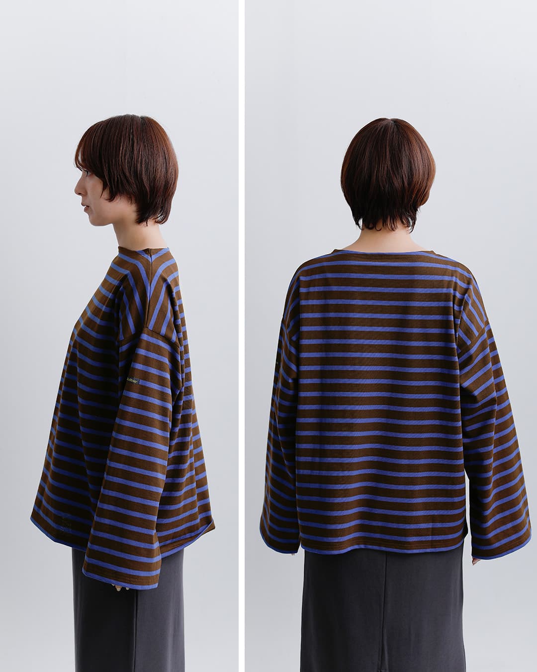 Le minor(ルミノア)コットン オーバーサイズ ボーダー Tシャツ PLUME 20jg19504