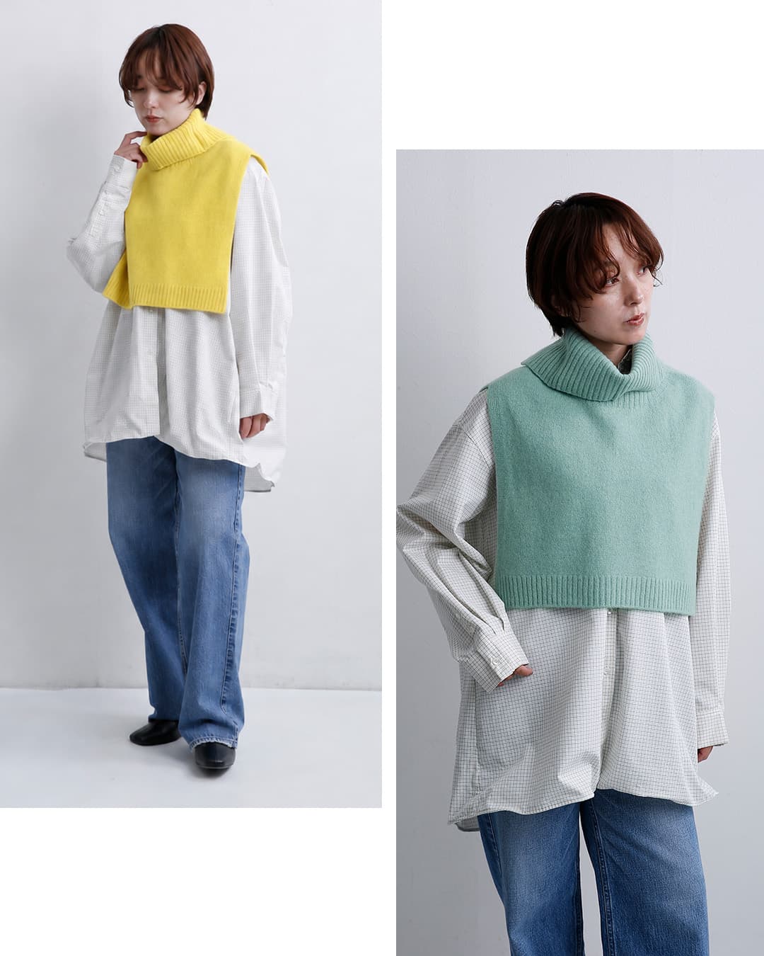 EMMACULATEウール カシミヤ ビブニットベスト 2263k-01492