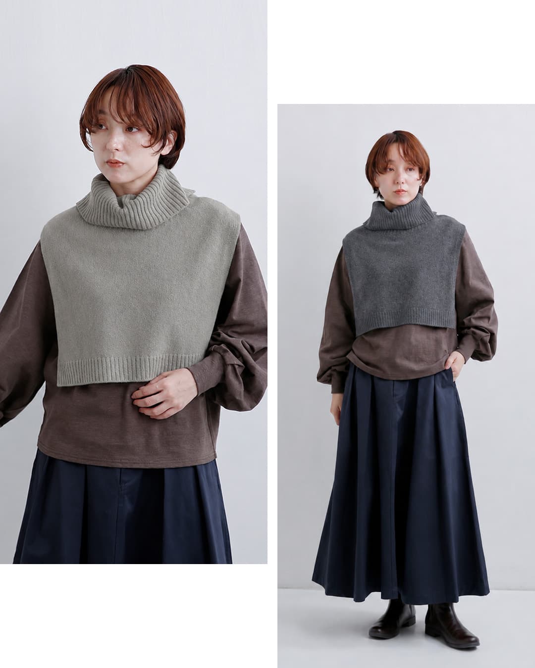 EMMACULATEウール カシミヤ ビブニットベスト 2263k-01492