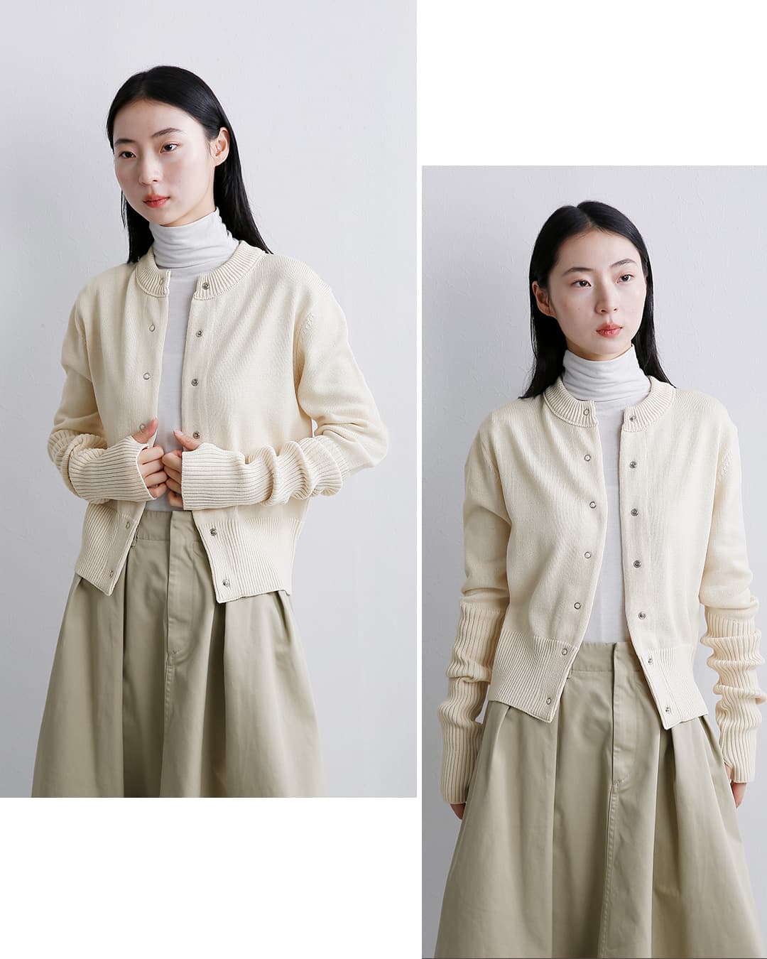 Shinzone(シンゾーン)ウール混 ロングスリーブ リブ ニット カーディガン LONG RIB CARDIGAN 23amsni05