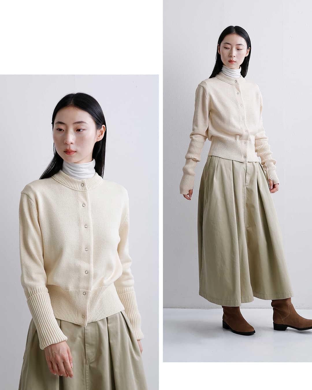 Shinzone(シンゾーン)ウール混 ロングスリーブ リブ ニット カーディガン LONG RIB CARDIGAN 23amsni05