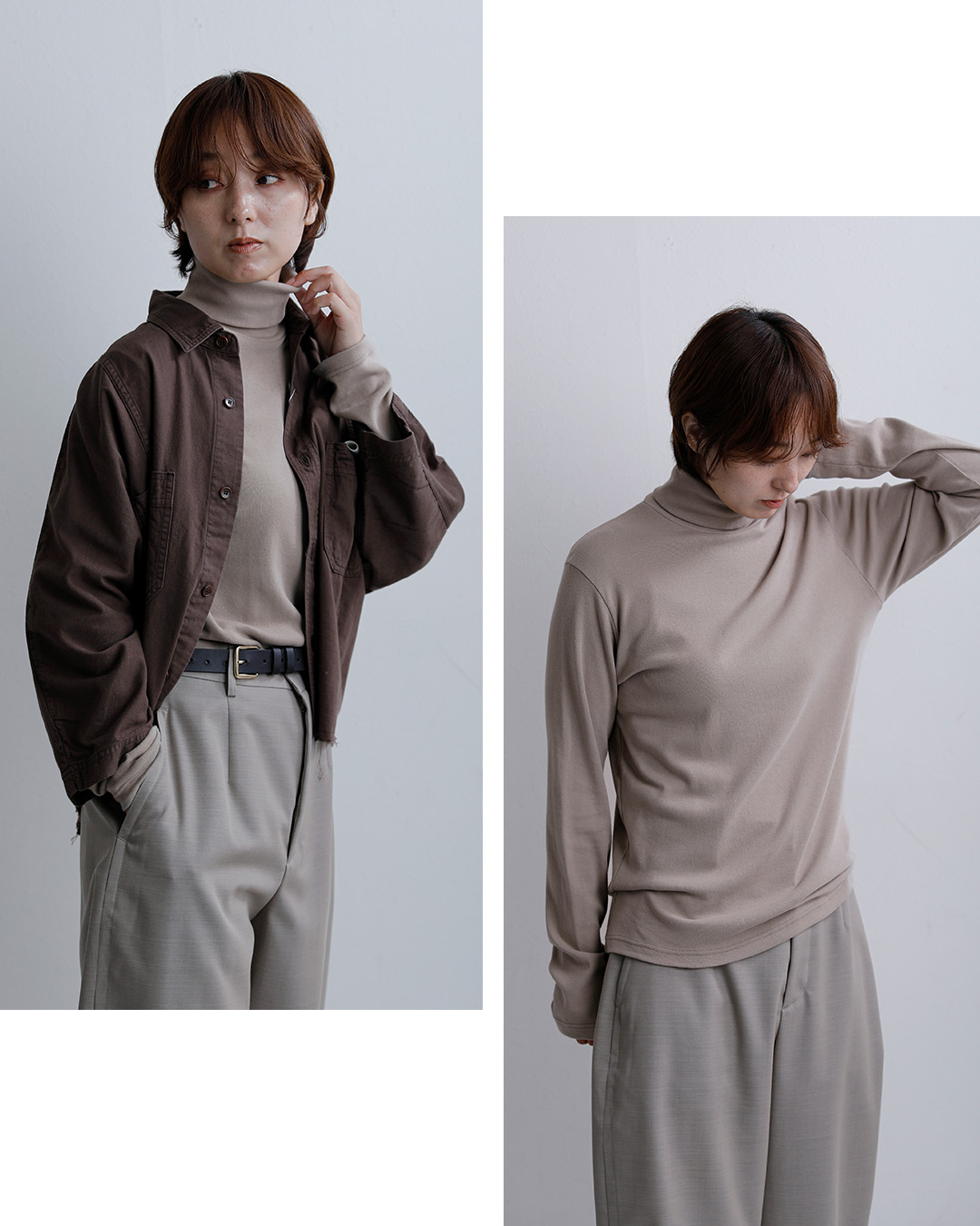 GICIPIコットンフライス タートルネック ロングスリーブ Tシャツ PREZZEMOLO 2616a