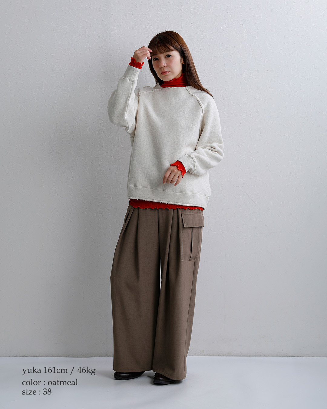 fabrique en planete terreソフトパイル カットオフ ボトルネック 長袖カットソー 262-094