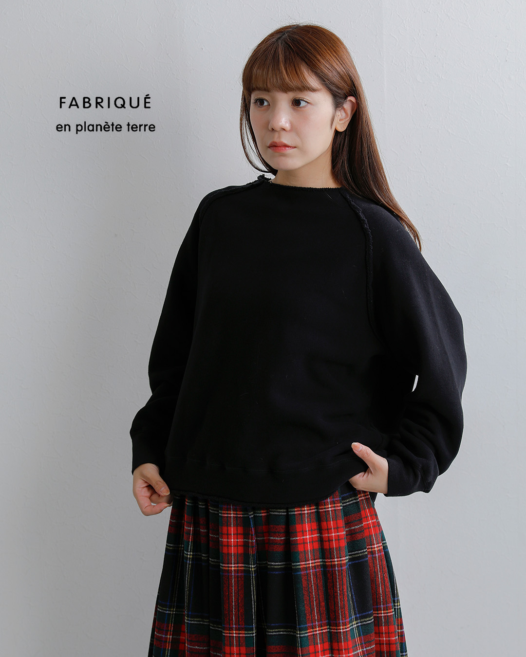 fabrique en planete terreソフトパイル カットオフ ボトルネック 長袖カットソー 262-094