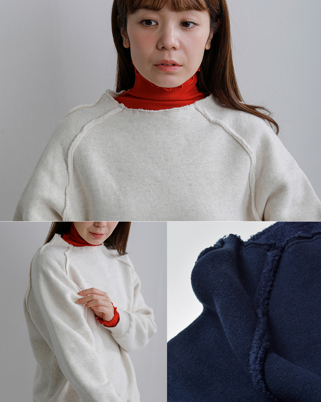 fabrique en planete terreソフトパイル カットオフ ボトルネック 長袖カットソー 262-094