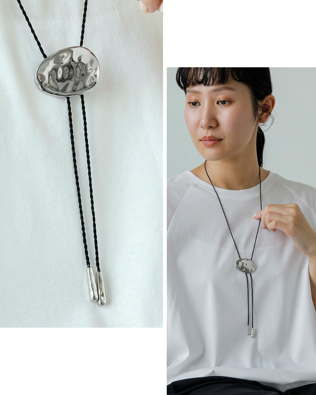 JAMIRAYペブル コンチョ 2way コードネックレス Pebble cord necklace 262-270122