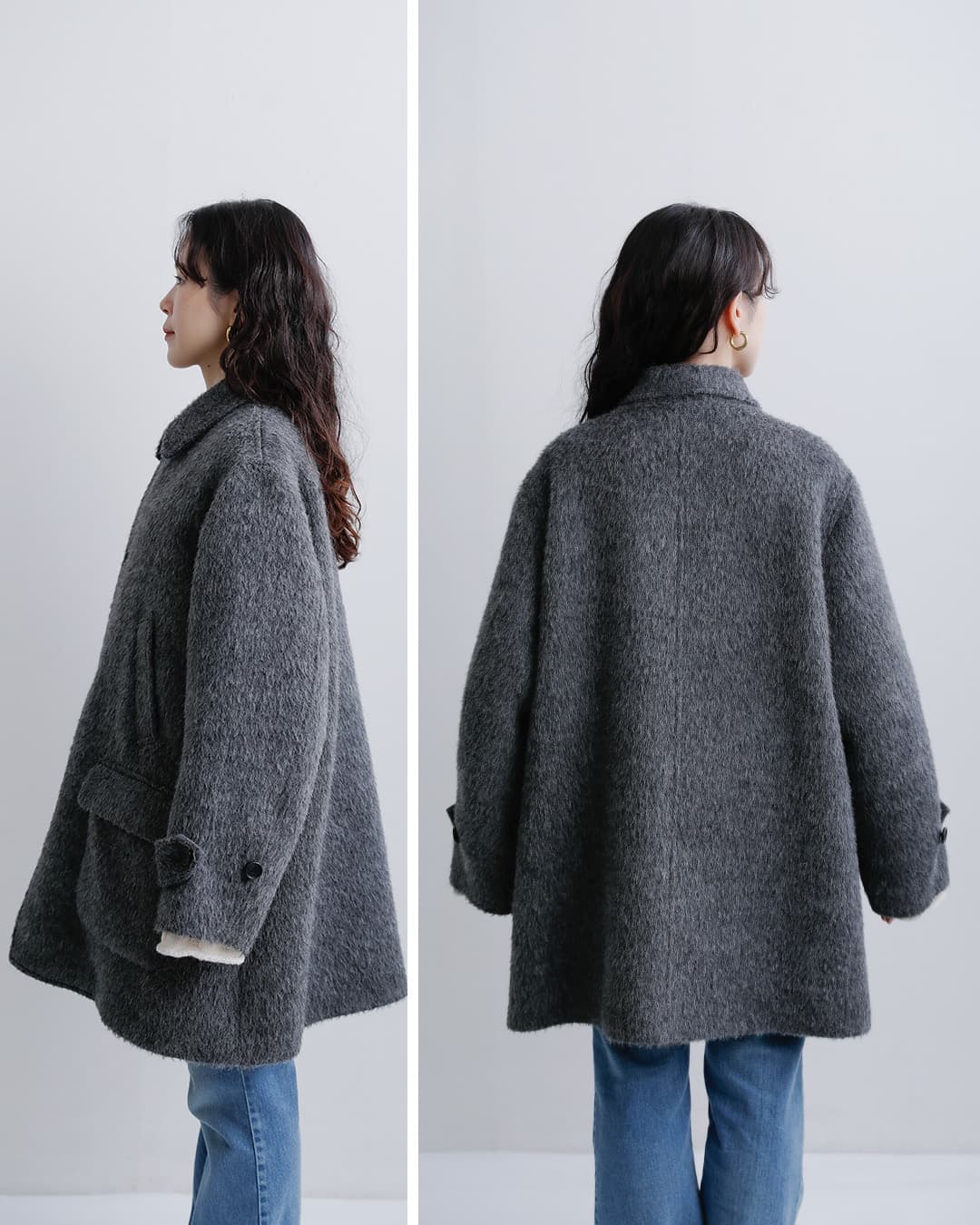 Shinzone(シンゾーン)アルパカ混 シャギー Aライン ステンカラーコート SHAGGY A-LINE COAT 26amsco03