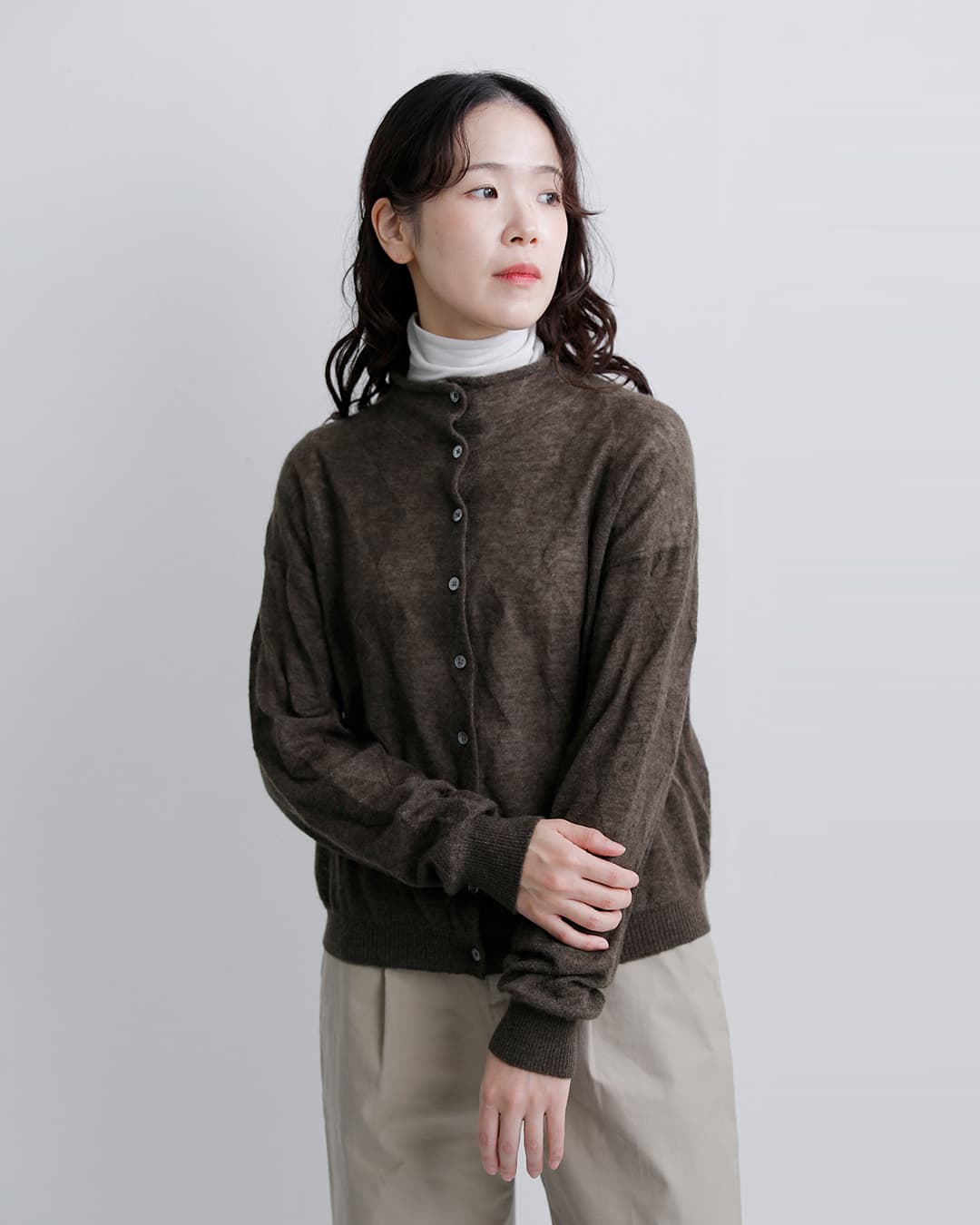 Shinzone(シンゾーン)シアー アーガイル ニット カーディガン SHEER ARGYLE KNIT CARDIGAN 26amsni09