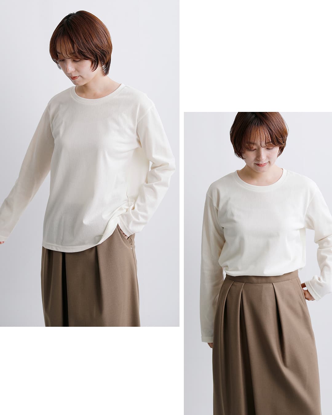 mizuiro ind(ミズイロインド)トリコット 長袖 クルーネック Tシャツ 3-210064
