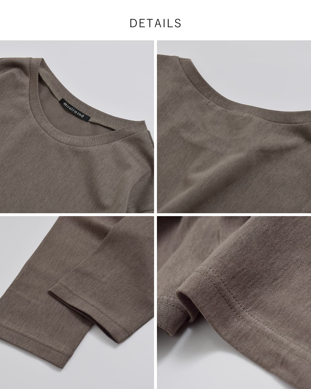 mizuiro ind(ミズイロインド)トリコット 長袖 クルーネック Tシャツ 3-210064