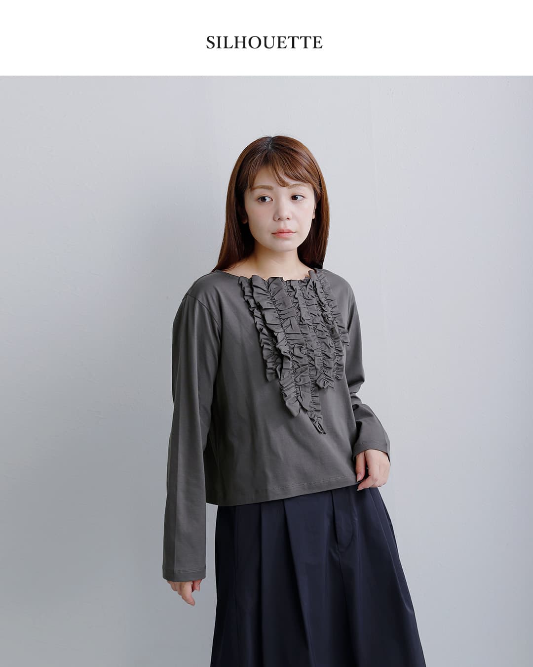 mizuiro ind(ミズイロインド)コットン フリル プルオーバー Tシャツ 3-210074