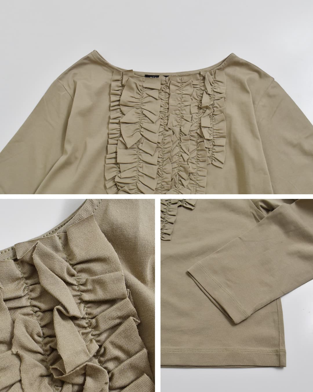 mizuiro ind(ミズイロインド)コットン フリル プルオーバー Tシャツ 3-210074