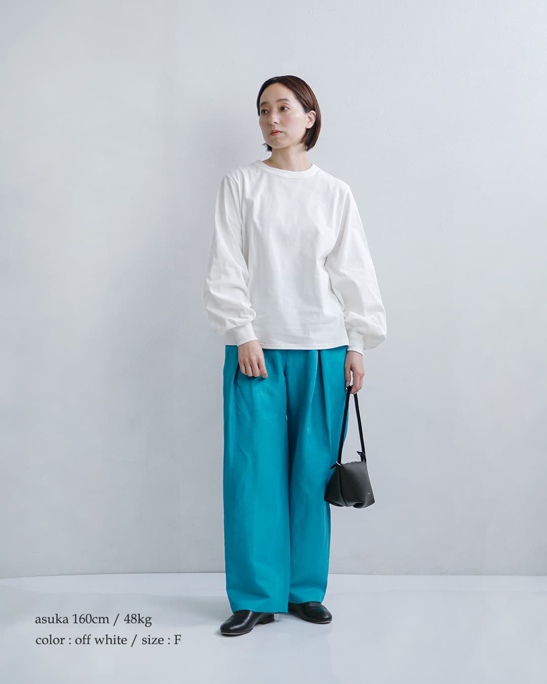mizuiro indコットン パフスリーブ ロング Tシャツ 3-210078
