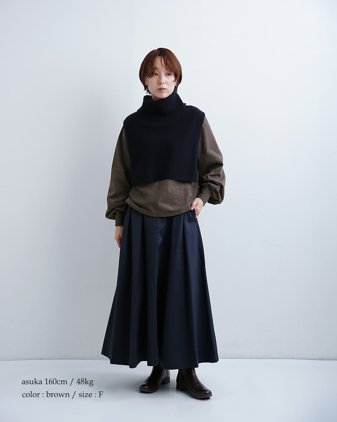 mizuiro indコットン パフスリーブ ロング Tシャツ 3-210078