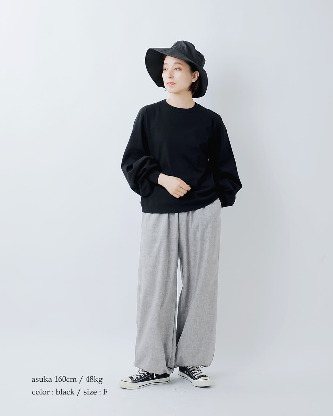 mizuiro indコットン パフスリーブ ロング Tシャツ 3-210078