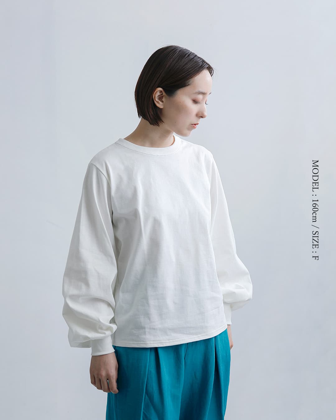 mizuiro indコットン パフスリーブ ロング Tシャツ 3-210078