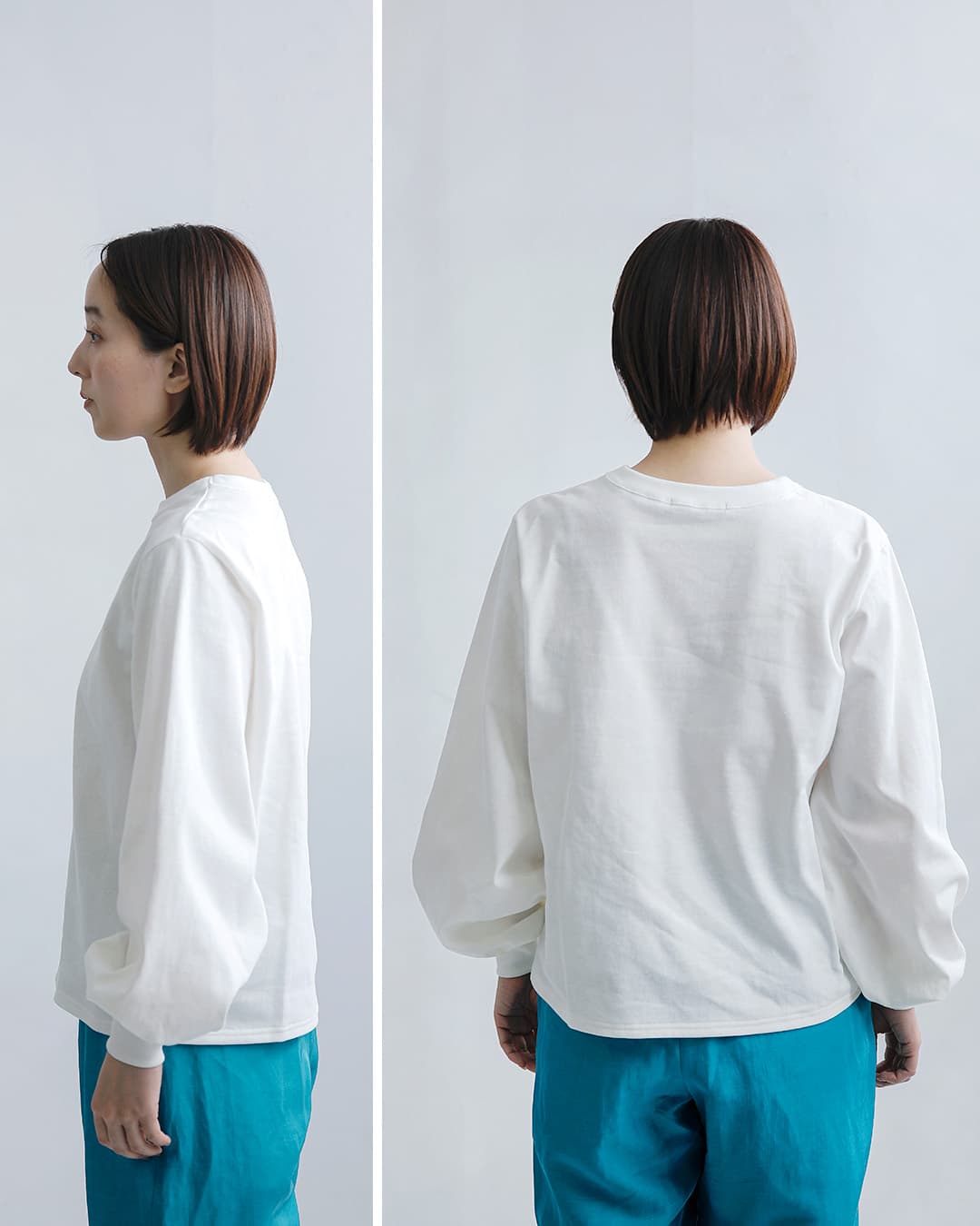 mizuiro indコットン パフスリーブ ロング Tシャツ 3-210078