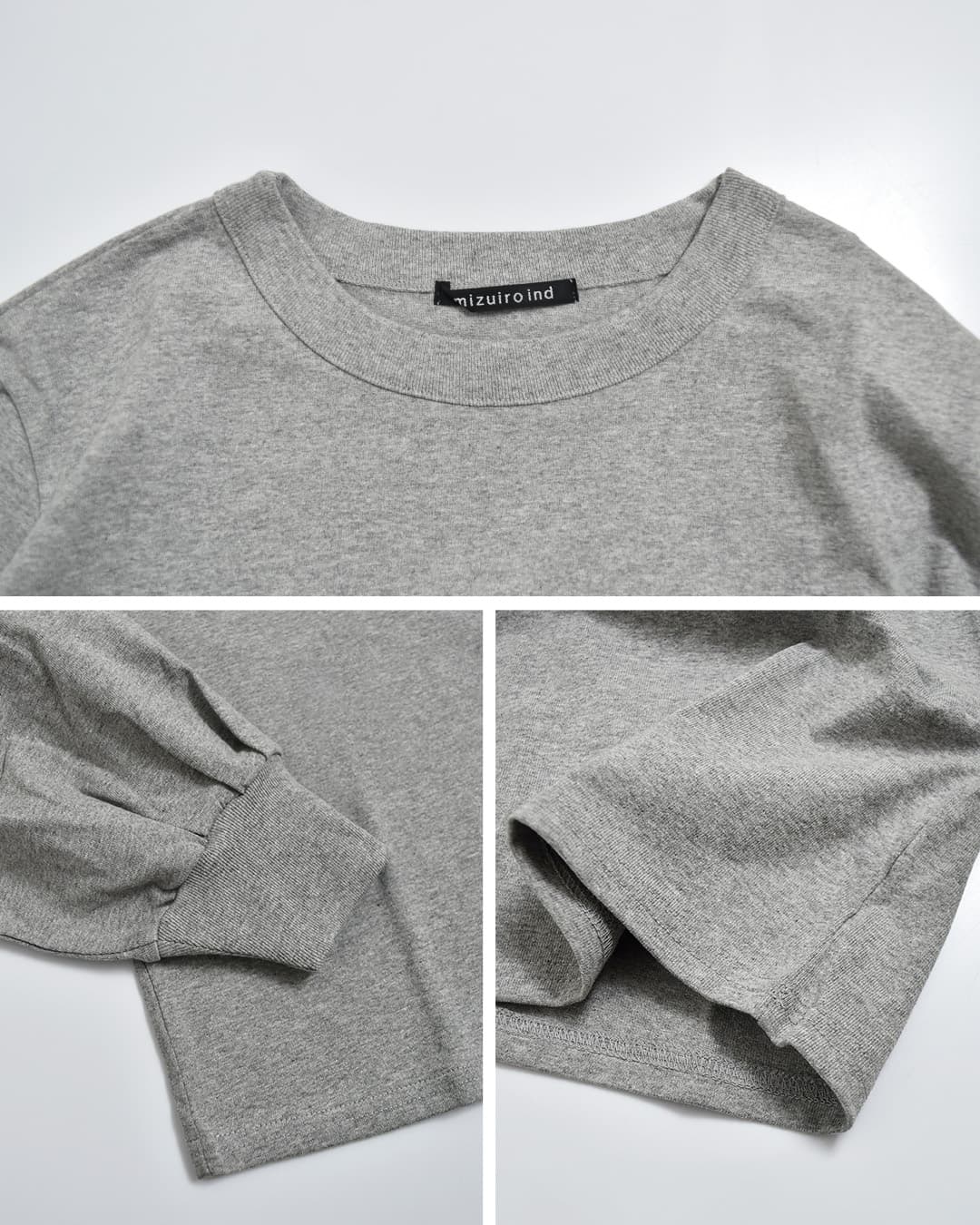 mizuiro indコットン パフスリーブ ロング Tシャツ 3-210078