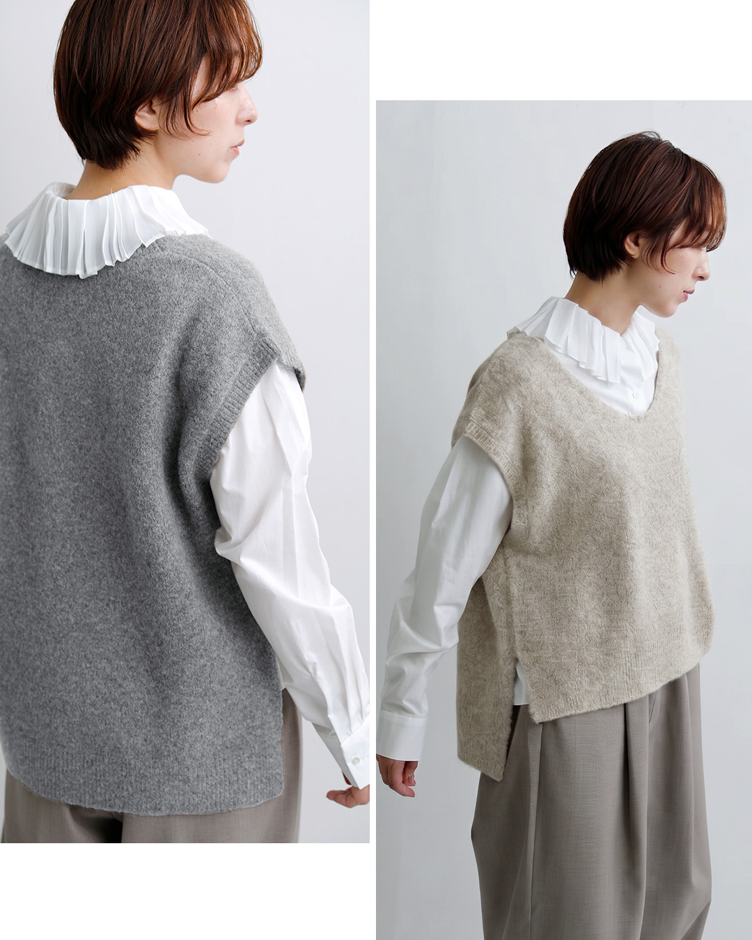 mizuiro indUネック ニットベスト 3-220157