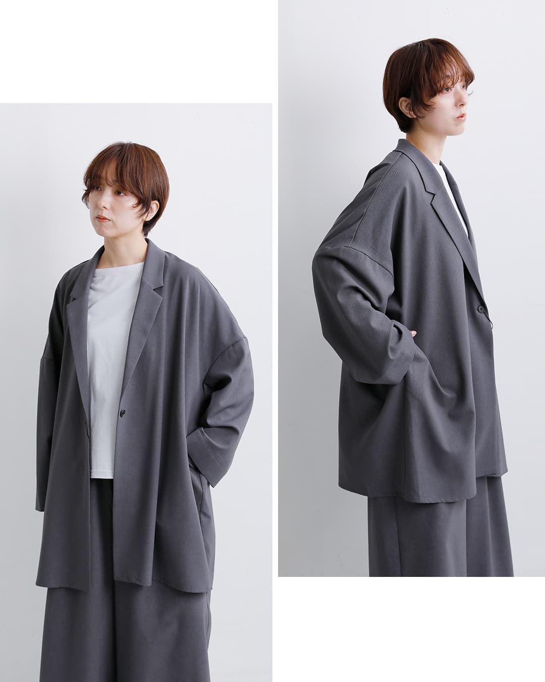 mizuiro ind(ミズイロインド)ワイド テーラード シャツ ジャケット 3-230126