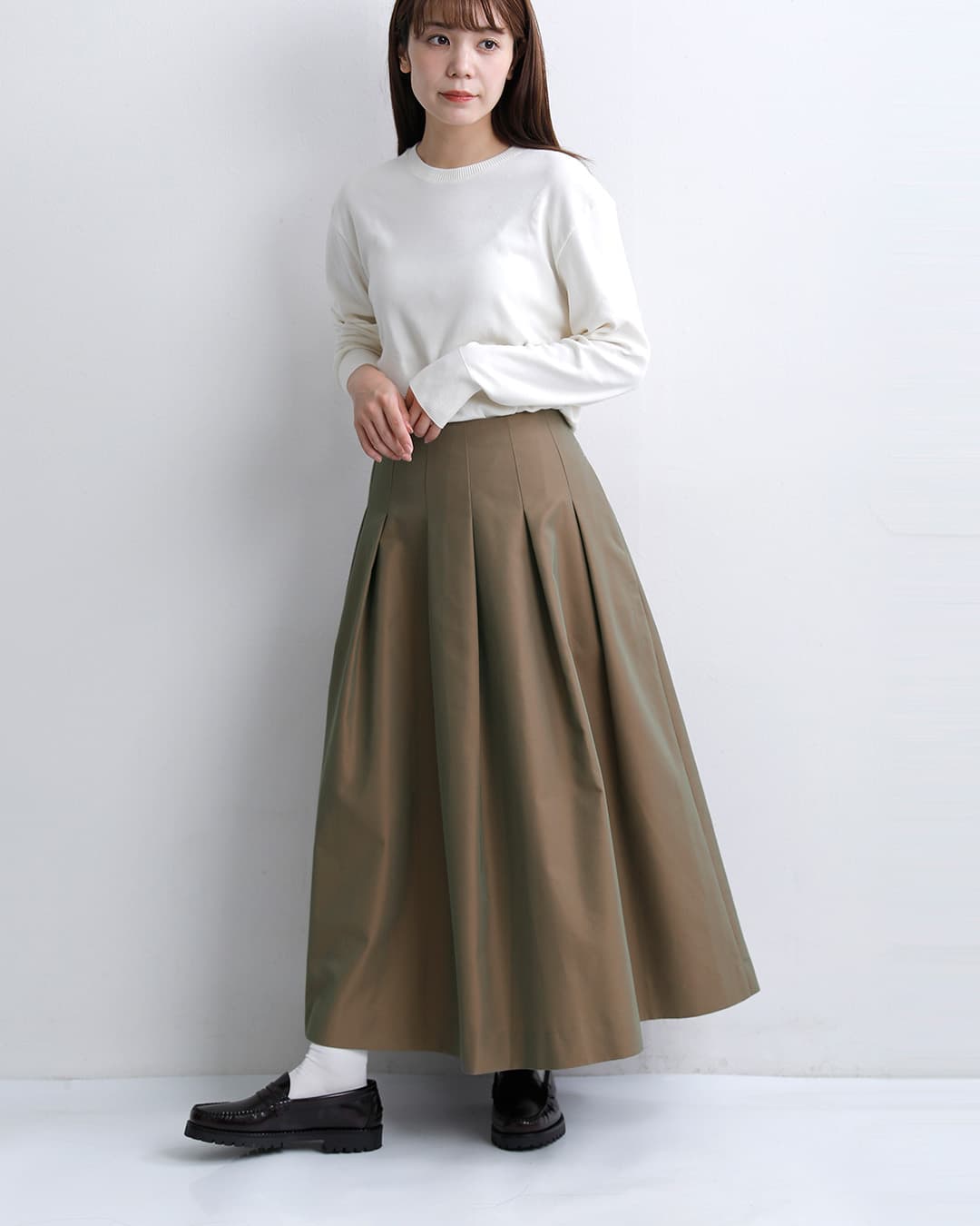 HAVERSACK ATTIREサイロ ツイル ロング プリーツスカート 362601