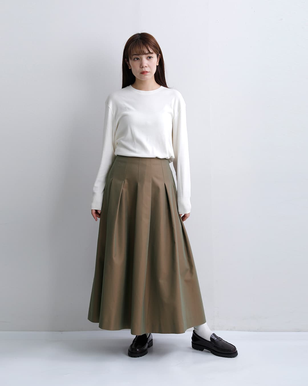 HAVERSACK ATTIREサイロ ツイル ロング プリーツスカート 362601