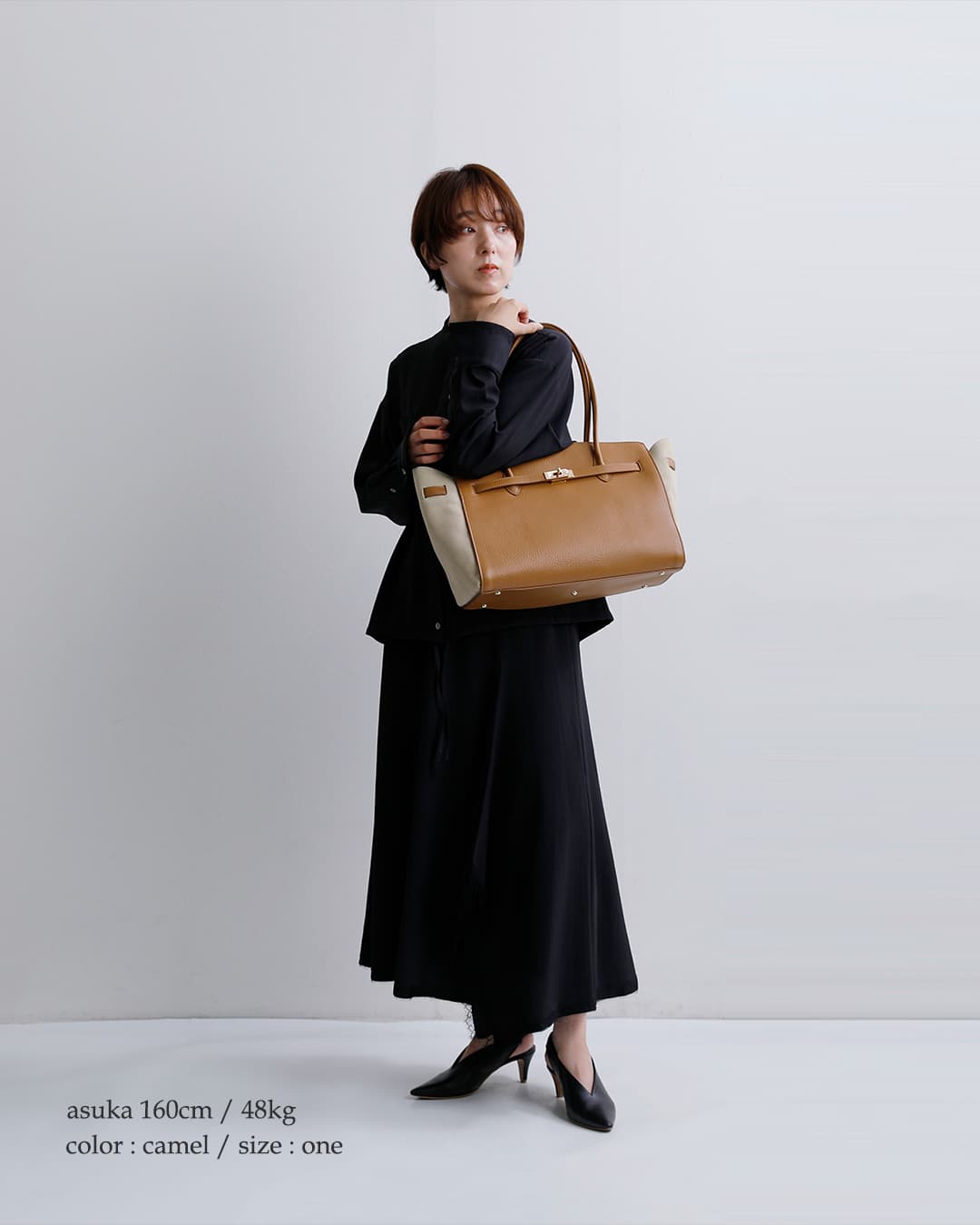 story.(ストーリー)レザー ロングハンドル トートバッグ L 3a-1873-4